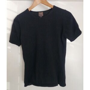 NK Cashmerestores Women's Cashmere Top Size S Black Solid Soft Luxury